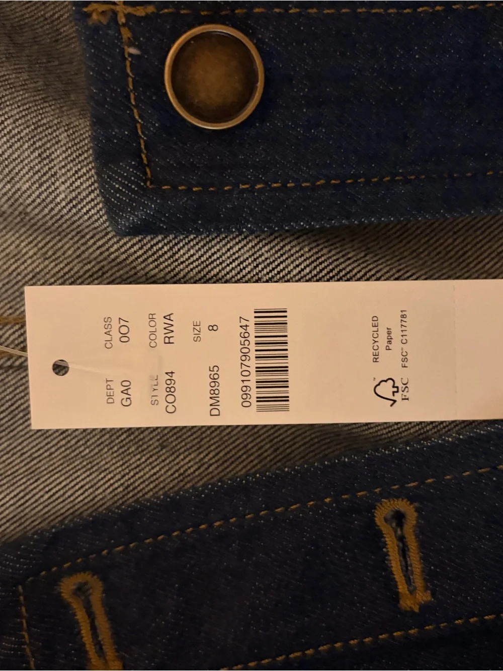 J. Crew Essential Cutaway Denim Vest - Dark Blue NWT